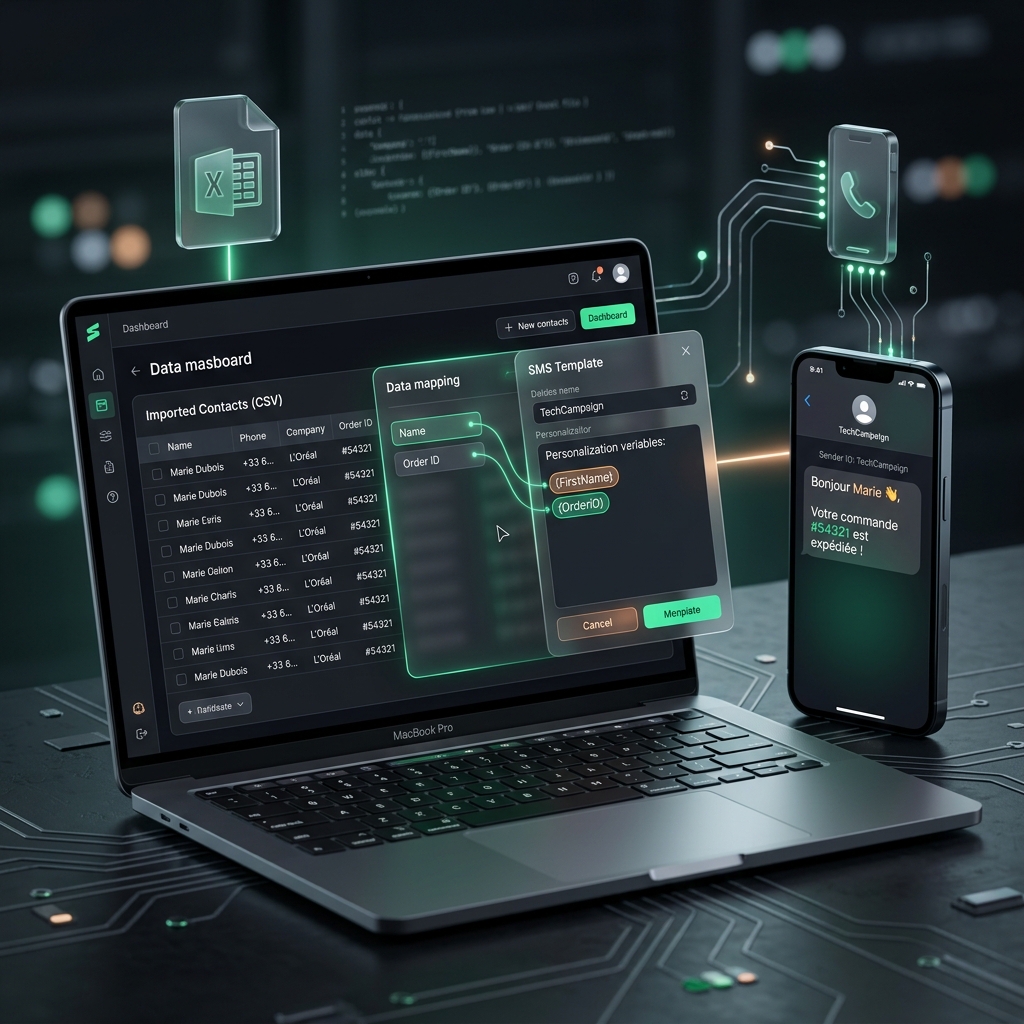 Bannière EnvoiSMS - Campagnes SMS personnalisées via CSV/Excel