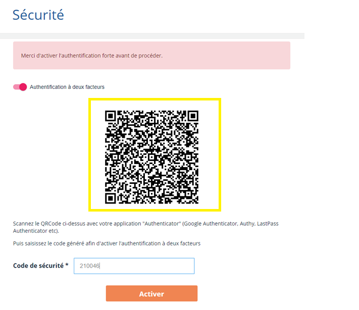 Configuration 2FA Google Authenticator sur DirectOMPIC